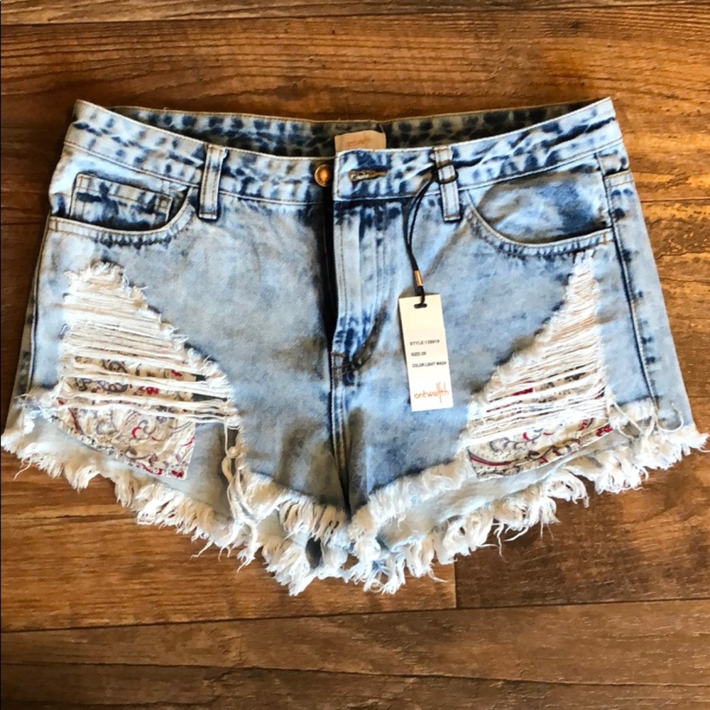 NWT acid wash denim shorts